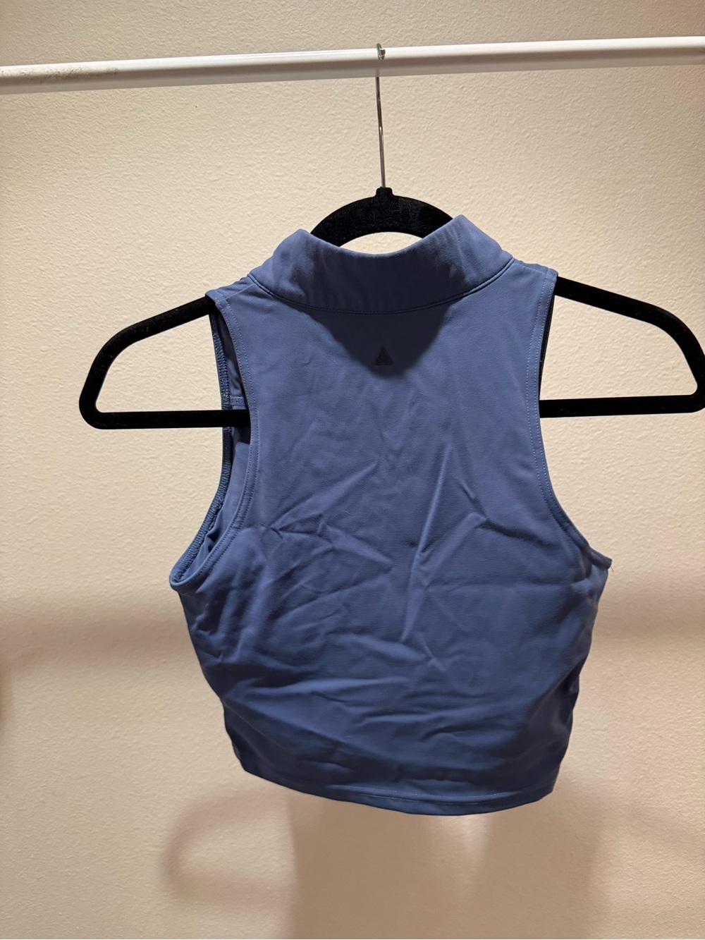 Women's Blue Sleeveless Zip-Front Crop Top - Picture 2 of 3